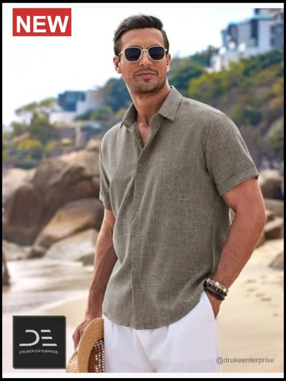 Men's Linen Button Down Shirt Short Sleeve Casual Summer Shirt